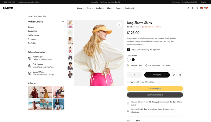 Product left sidebar